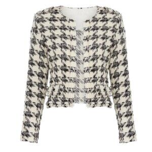 IRO Hope Houndstooth Cropped Tweed Jacket with Ring Detail (FR 38 - US 6)